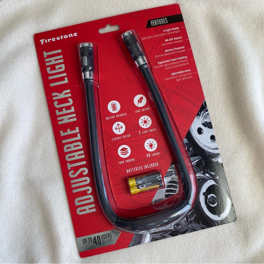 FIRESTONE ADJUSTABLE HANDS FREE LED WEARABLE NECK LIGHT READING CAMPING Black